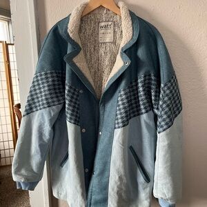 Watt Medium Blue Houndstooth Bomber Jacket